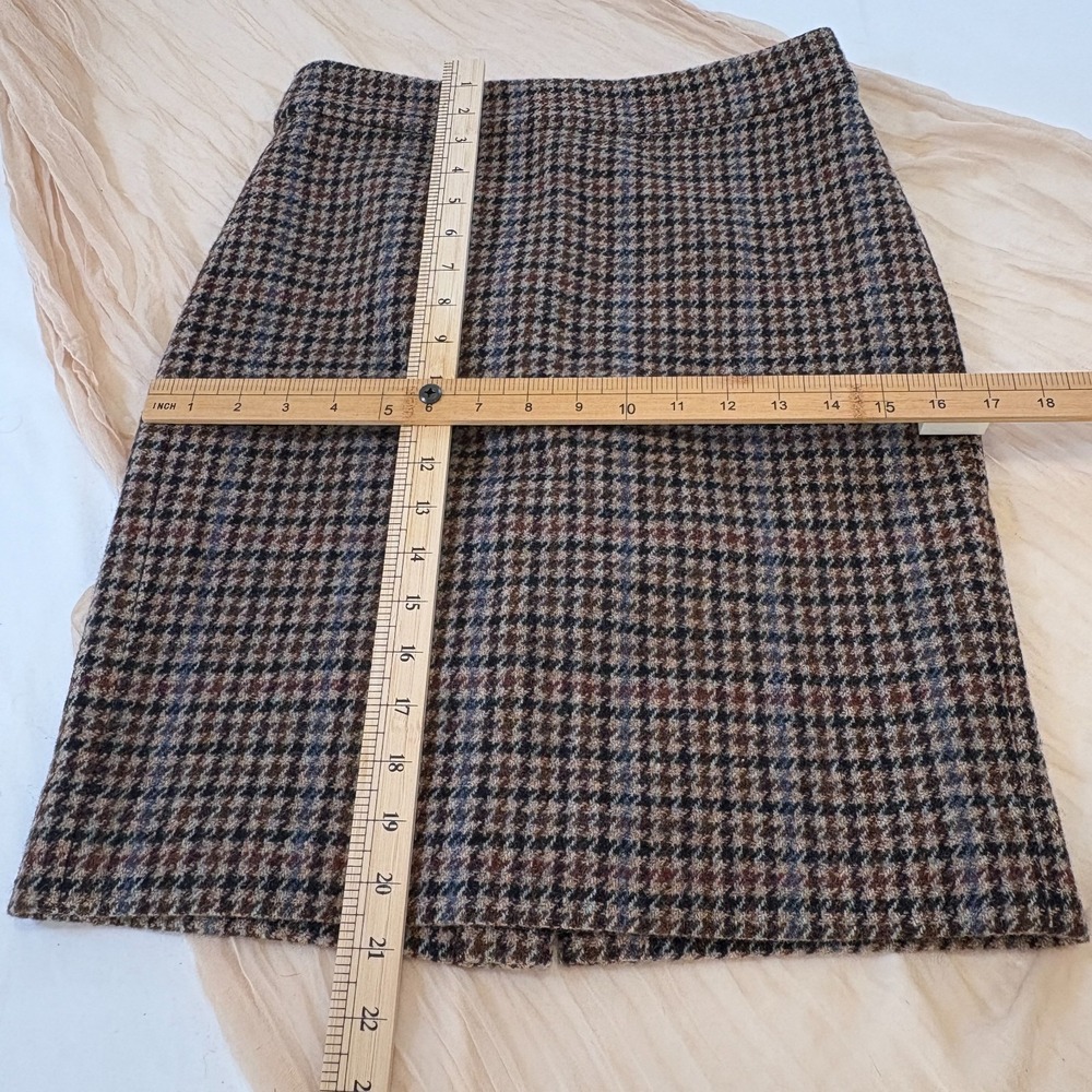 J. Crew No. 2 Pencil Black/Tan Multi Houndstooth 100% Wool Blend Skirt Lined Sz2 - Picture 7 of 8